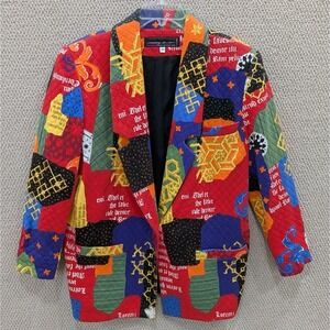 Vintage Marcy & Co.‎ Jacket Women's Medium Quilt Blazer 90s Rare Artsy Festival
